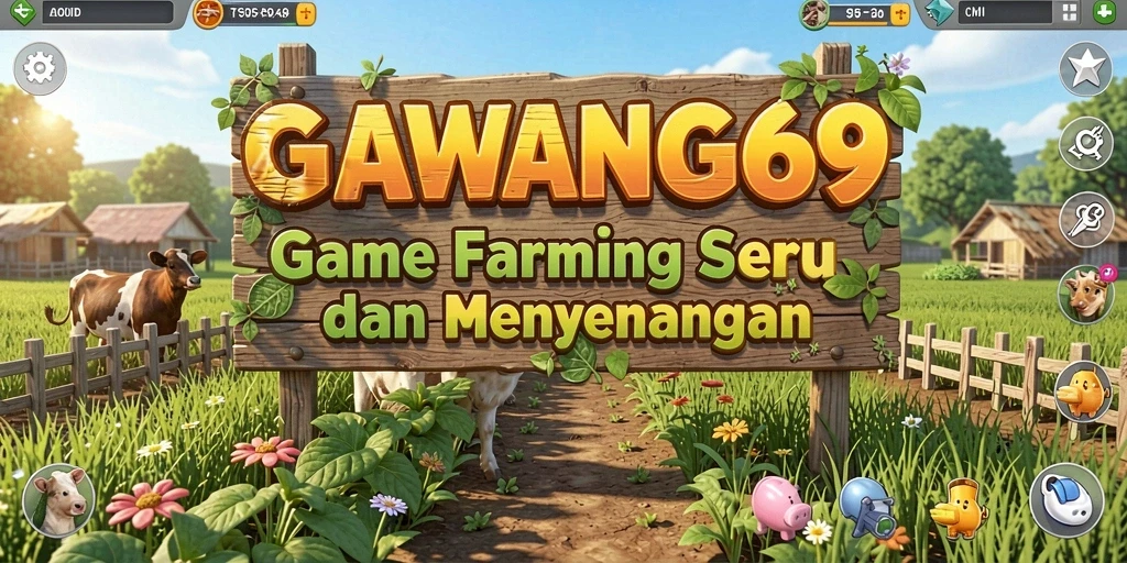 Screenshot gameplay GAWANG69 menampilkan suasana pertanian yang asri.