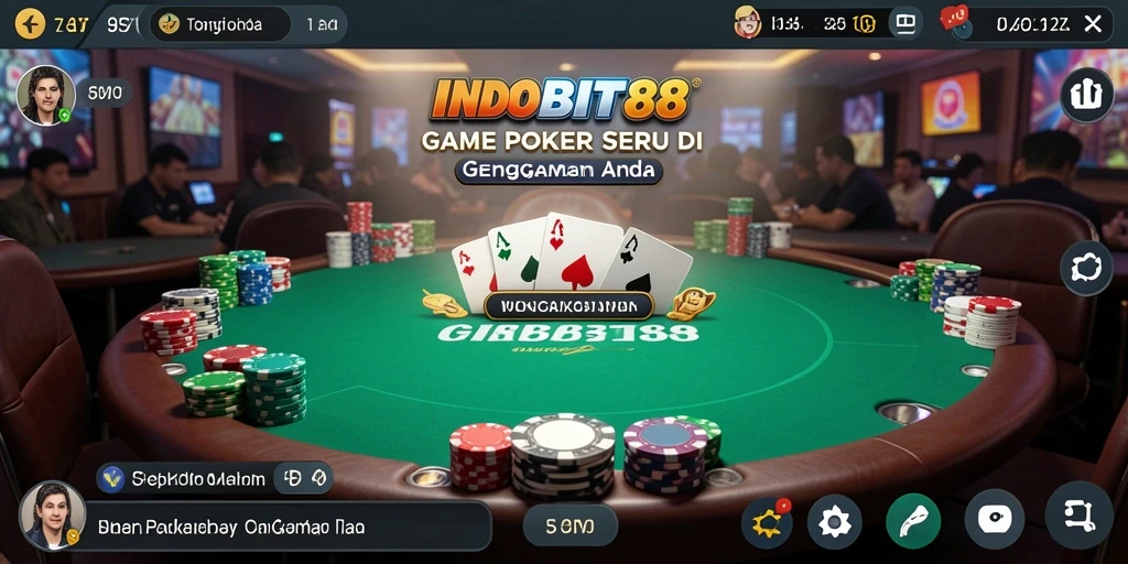 Screenshot gameplay INDOBIT88 menampilkan aksi poker yang menggembirakan.