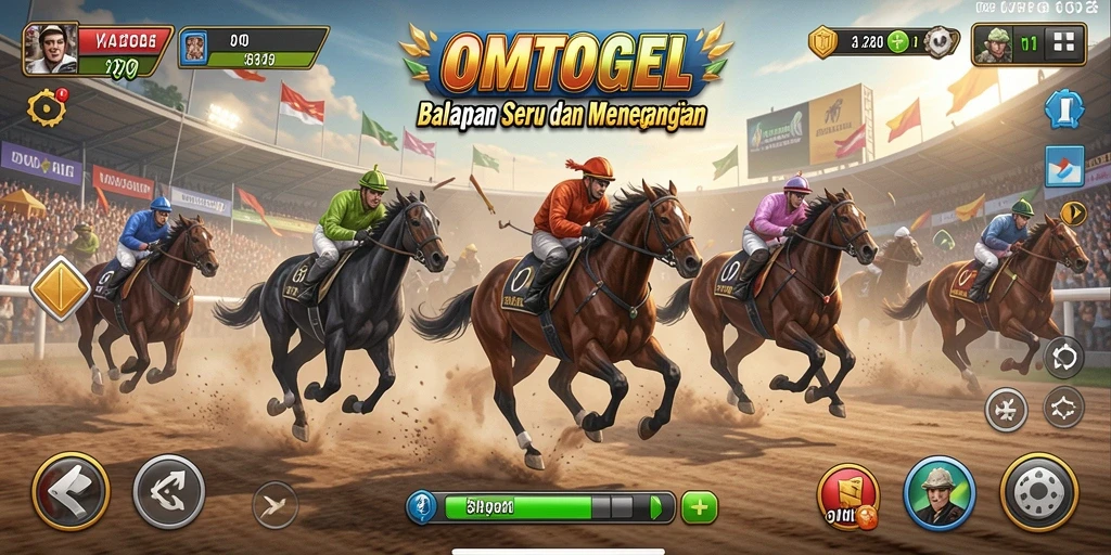Screenshot gameplay <strong>OMTOGEL</strong> menampilkan momen balapan yang mendebarkan.